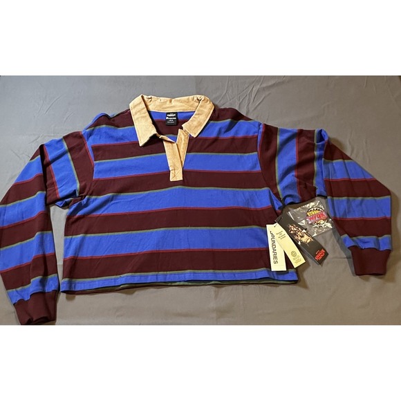 No Boundaries Tops - Netflix Stranger Things Cropped Rugby Polo Women's (L ) New w/ Tags & Patches